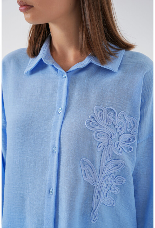 Kadın Nakışlı Oversize Gömlek 20338