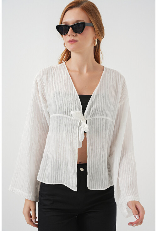 Kadın Önü Bağcıklı Bluz 952