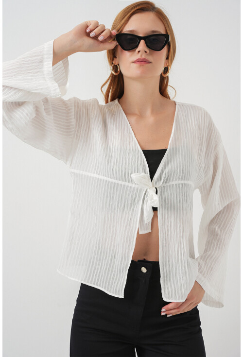 Kadın Önü Bağcıklı Bluz 952