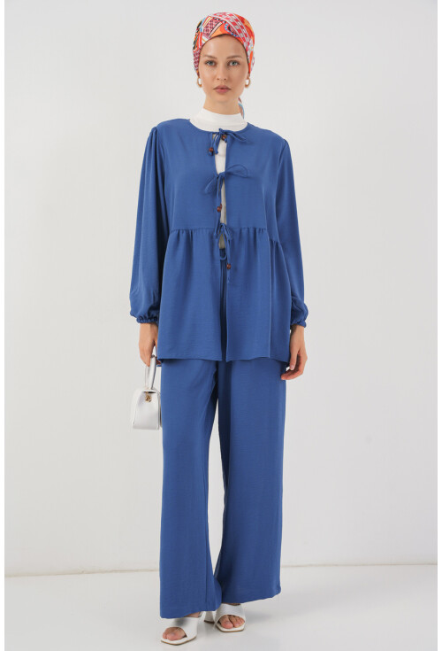 Kadın Önü Bağcıklı Tunik Pantolon İkili Takım 6744