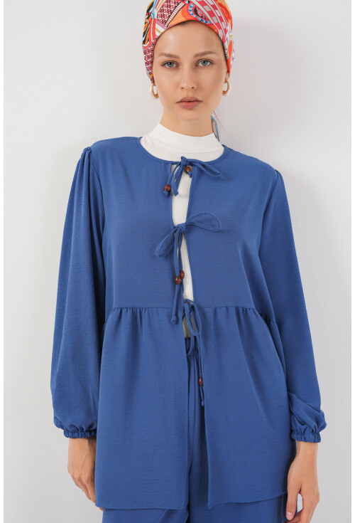 Kadın Önü Bağcıklı Tunik Pantolon İkili Takım 6744