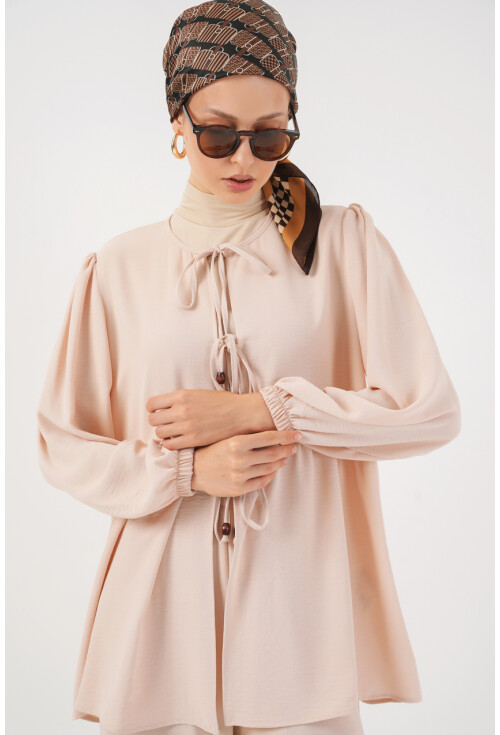 Kadın Önü Bağcıklı Tunik Pantolon İkili Takım 6744