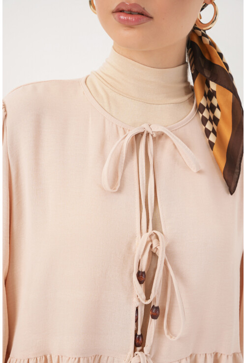 Kadın Önü Bağcıklı Tunik Pantolon İkili Takım 6744