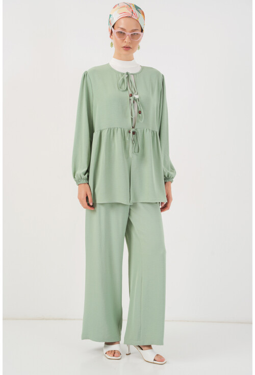 Kadın Önü Bağcıklı Tunik Pantolon İkili Takım 6744