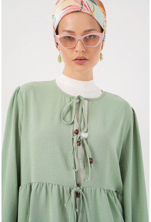 Kadın Önü Bağcıklı Tunik Pantolon İkili Takım 6744