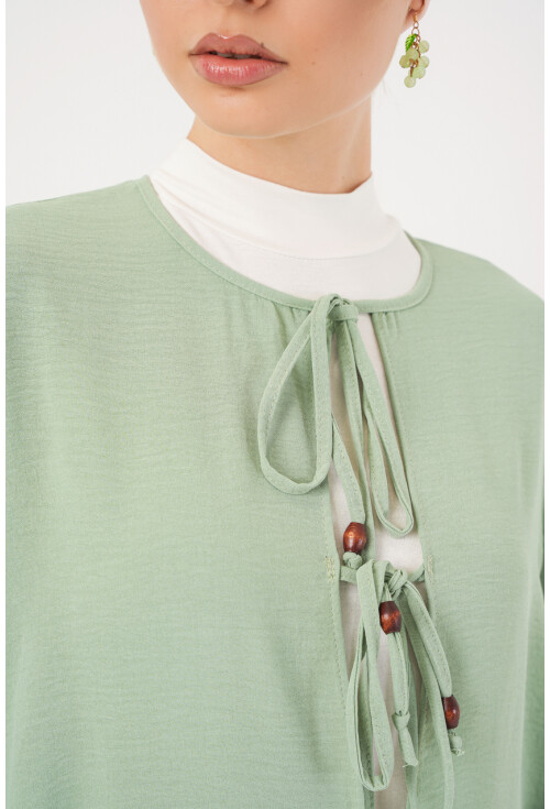 Kadın Önü Bağcıklı Tunik Pantolon İkili Takım 6744