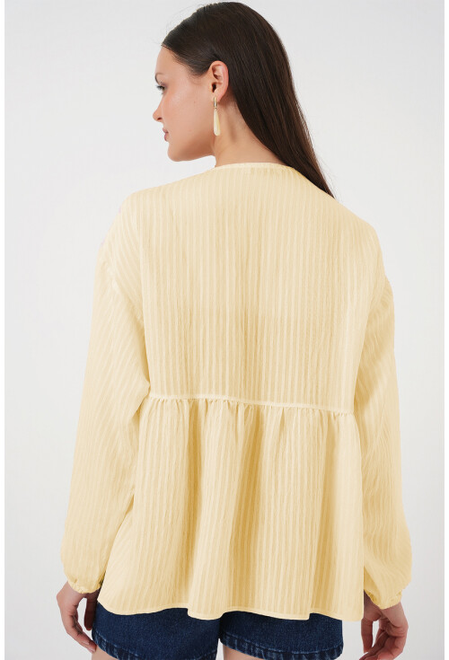 Kadın Önü Bağcıklı Uzun Kol Bluz 946