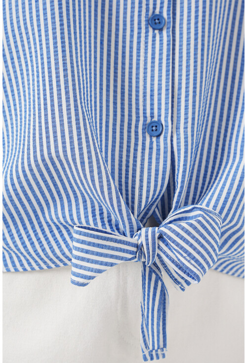 Kadın Önü Bağlamalı Çizgili Gömlek 20323