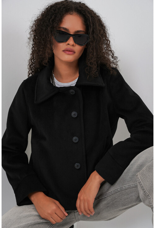Kadın Oversize Astarlı Kısa Kaşe Ceket 0726