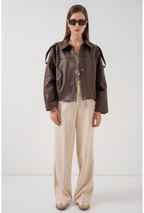 Kadın Oversize Deri Ceket 1055