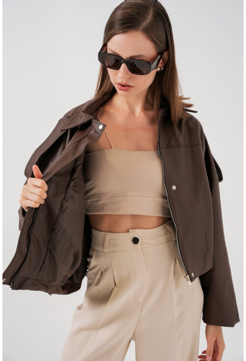 Kadın Oversize Deri Ceket 1055