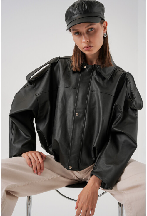 Kadın Oversize Deri Ceket 1055