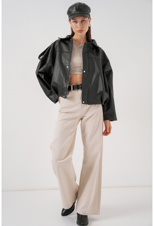 Kadın Oversize Deri Ceket 1055