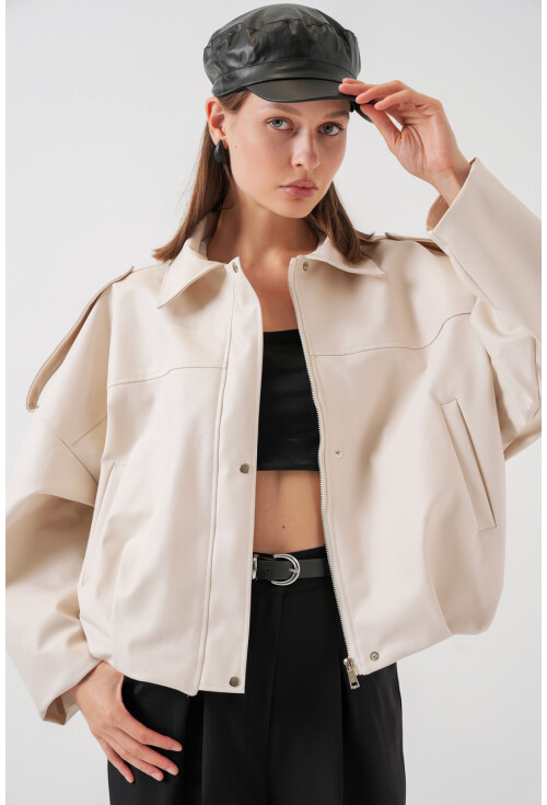 Kadın Oversize Deri Ceket 1055