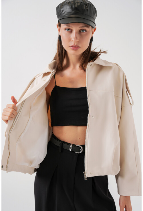 Kadın Oversize Deri Ceket 1055