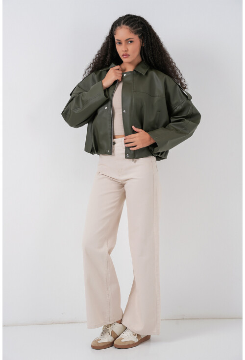 Kadın Oversize Deri Ceket 1055