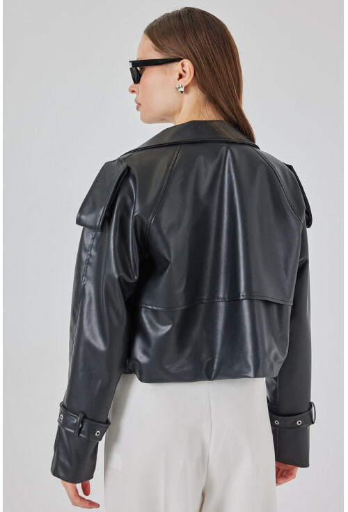 Kadın Oversize Deri Mont Ceket 1047