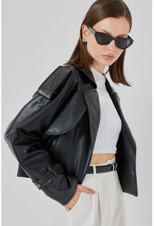 Kadın Oversize Deri Mont Ceket 1047