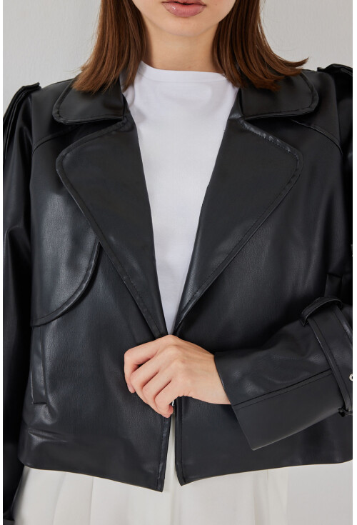 Kadın Oversize Deri Mont Ceket 1047