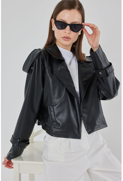 Kadın Oversize Deri Mont Ceket 1047