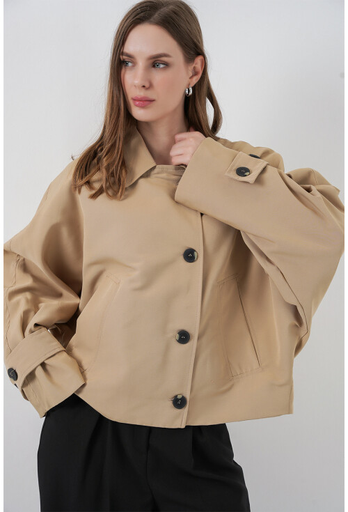 Kadın Oversize Kısa Trençkot 5977