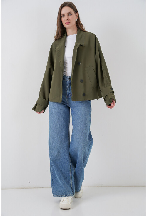 Kadın Oversize Kısa Trençkot 5977