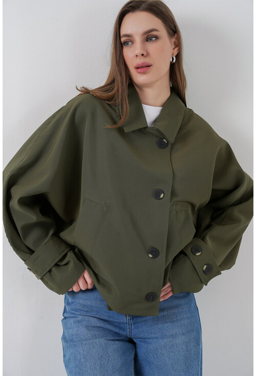 Kadın Oversize Kısa Trençkot 5977