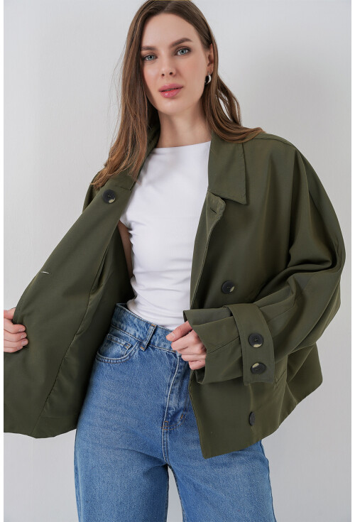 Kadın Oversize Kısa Trençkot 5977