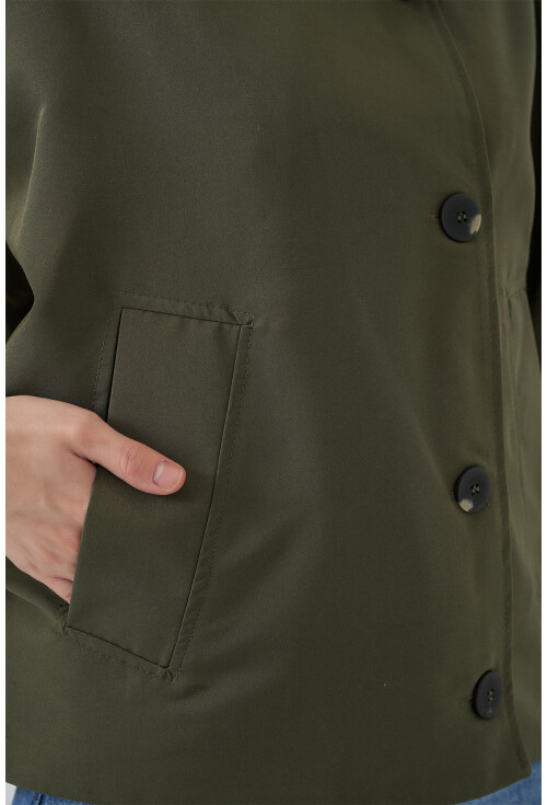 Kadın Oversize Kısa Trençkot 5977