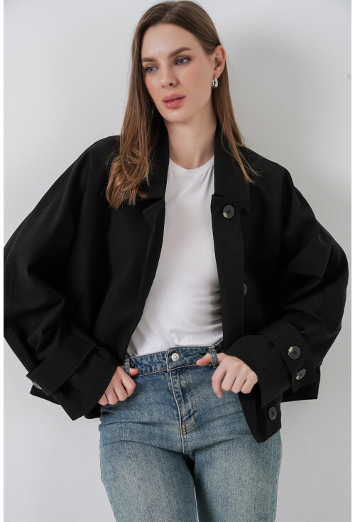 Kadın Oversize Kısa Trençkot 5977