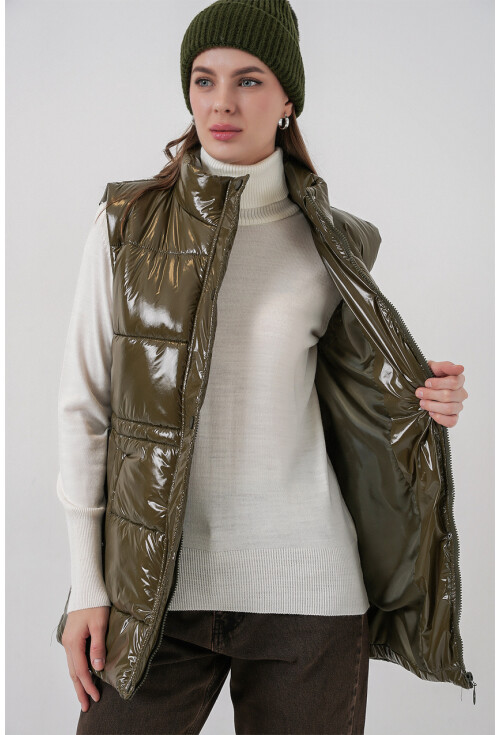 Kadın Parlak Şişme Yelek 5218