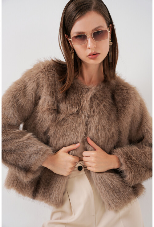 Kadın Peluş Kürk Mont 5225