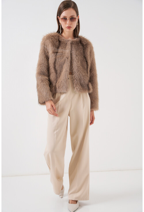 Kadın Peluş Kürk Mont 5225