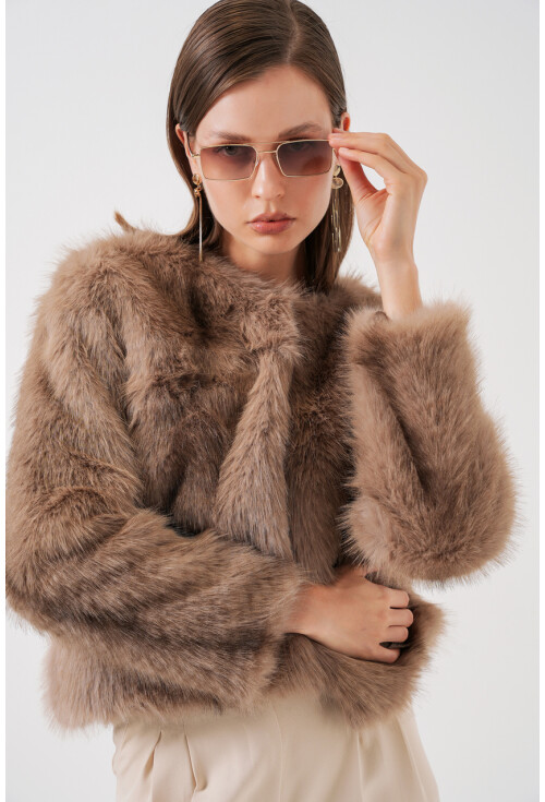 Kadın Peluş Kürk Mont 5225