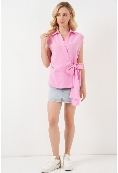 Kadın Sıfır Kol Anvelop Gömlek 20343