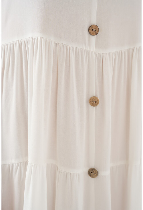 Kadın Sıfır Kol Düğmeli Kısa Elbise 2571