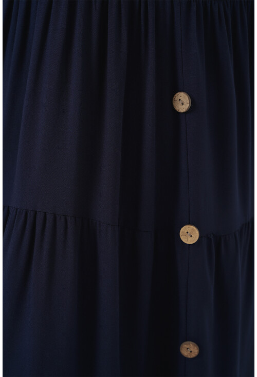 Kadın Sıfır Kol Düğmeli Kısa Elbise 2571