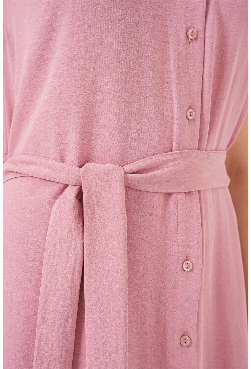 Kadın Sıfır Kol Kuşaklı Ayrobin Elbise 2568