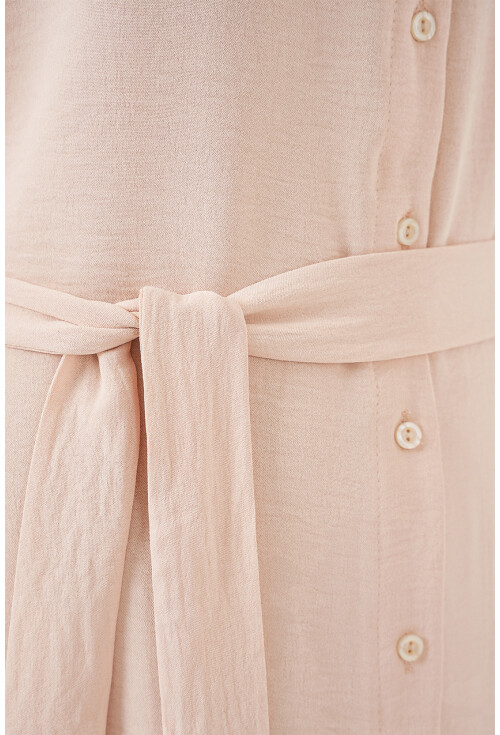 Kadın Sıfır Kol Kuşaklı Ayrobin Elbise 2568