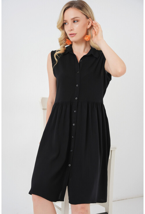 Kadın Sıfır Kol Midi Elbise 2563