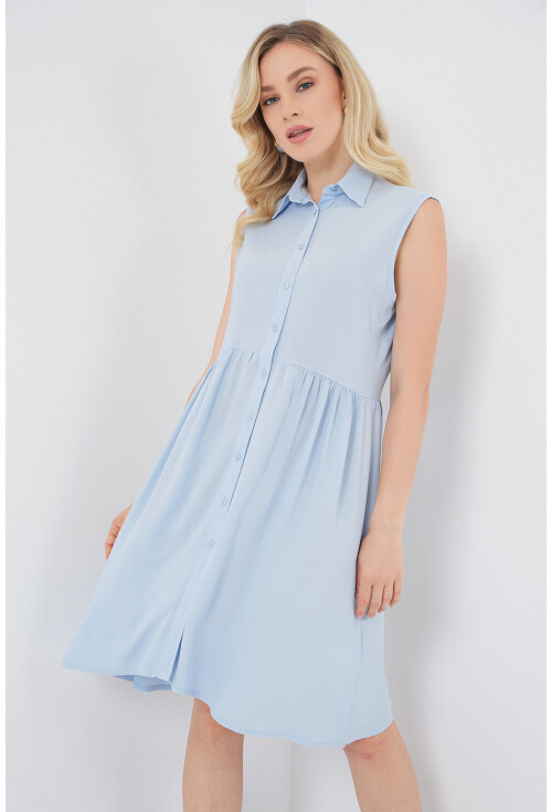 Kadın Sıfır Kol Midi Elbise 2563