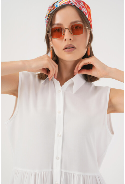 Kadın Sıfır Kol Midi Elbise 2563