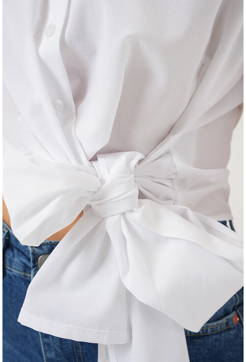 Kadın Sıfır Kol Önü Bağlamalı Gömlek 20340