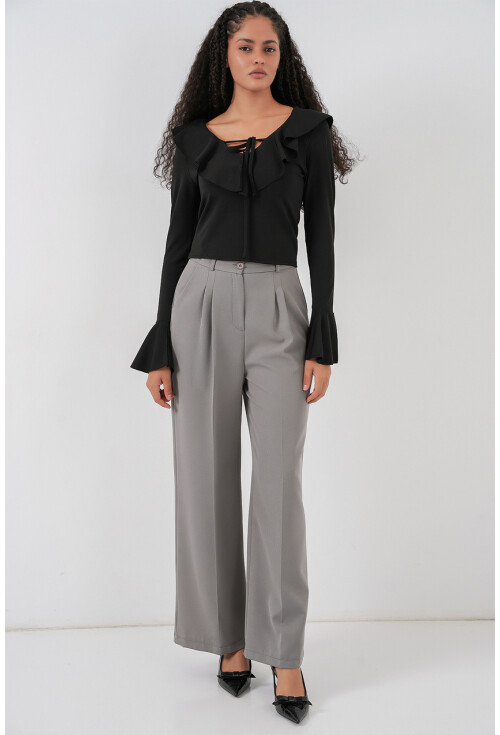 Kadın Uzun Kol Crop Bluz 979