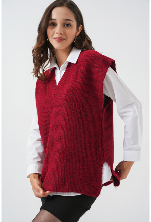 Kadın V Yaka Süveter 15925