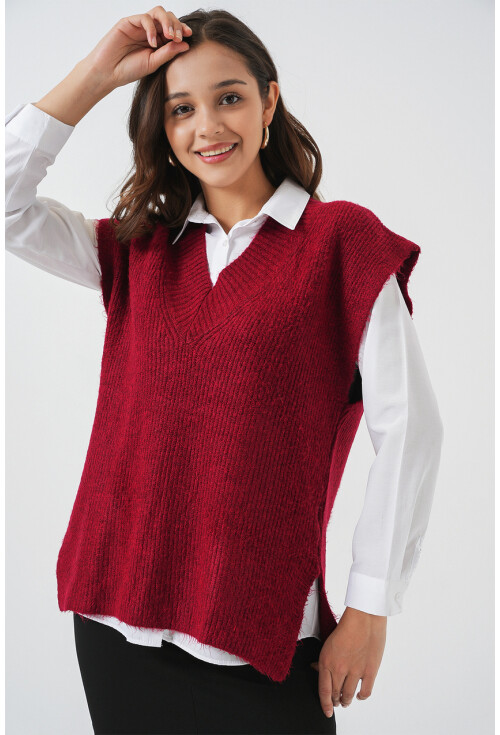 Kadın V Yaka Süveter 15925