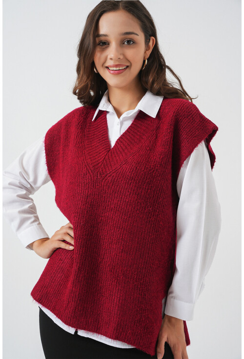 Kadın V Yaka Süveter 15925