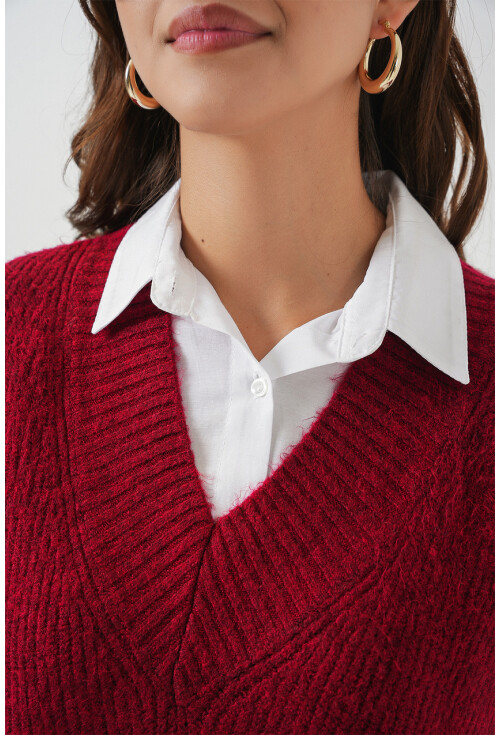 Kadın V Yaka Süveter 15925