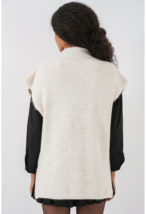 Kadın V Yaka Triko Süveter 15925