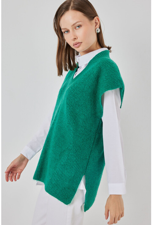 Kadın V Yaka Triko Süveter 15925